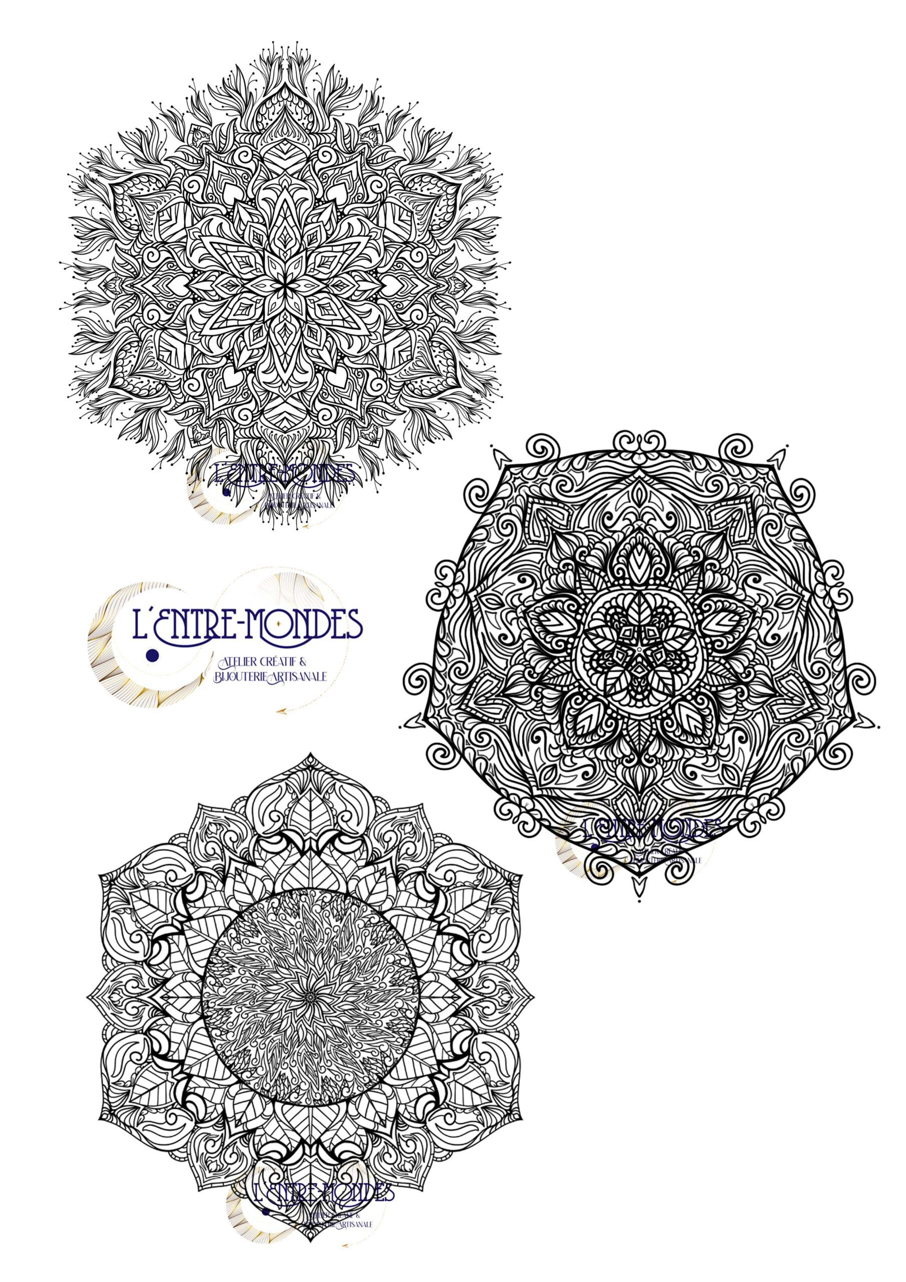 Coloriage Mandala pour adulte - design unique - fichiers numériques -  L'Entre-Mondes