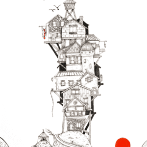illustration superposition de maisons