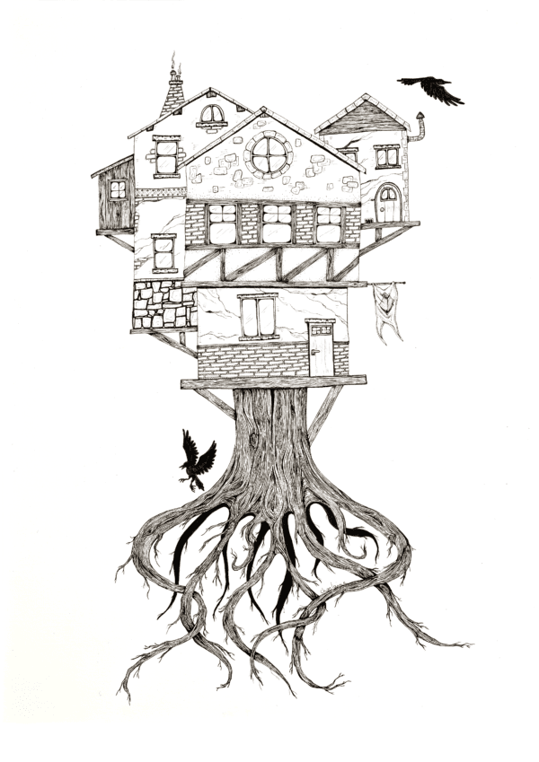 maison sur tronc d'arbre